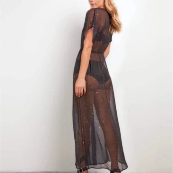 Stone Row Sheer Black Festival Maxi Cover Up - Picture 2 of 5